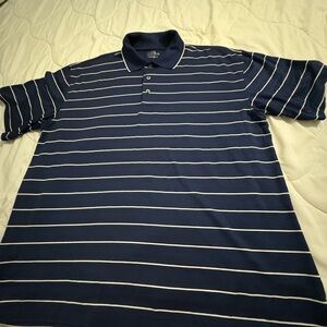 PGA Tour Navy and White Striped Polo